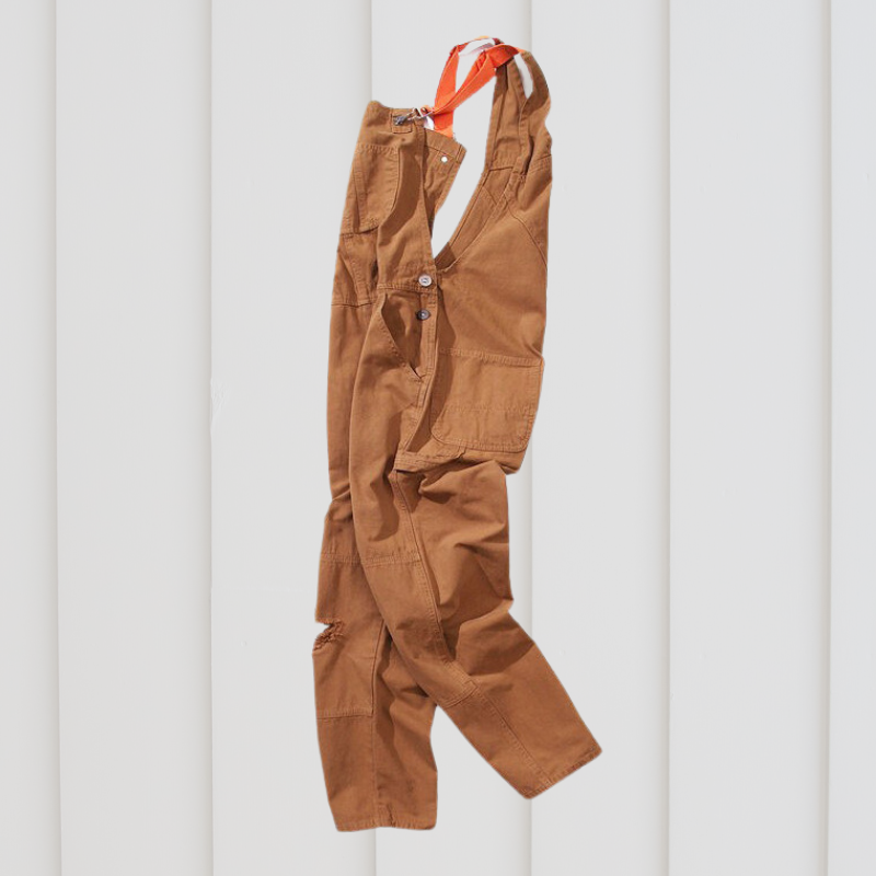 Groene, verstelbare tuin dungarees met zakken en elastische taille voor comfort en duurzaamheid, ideaal voor tuinwerk.