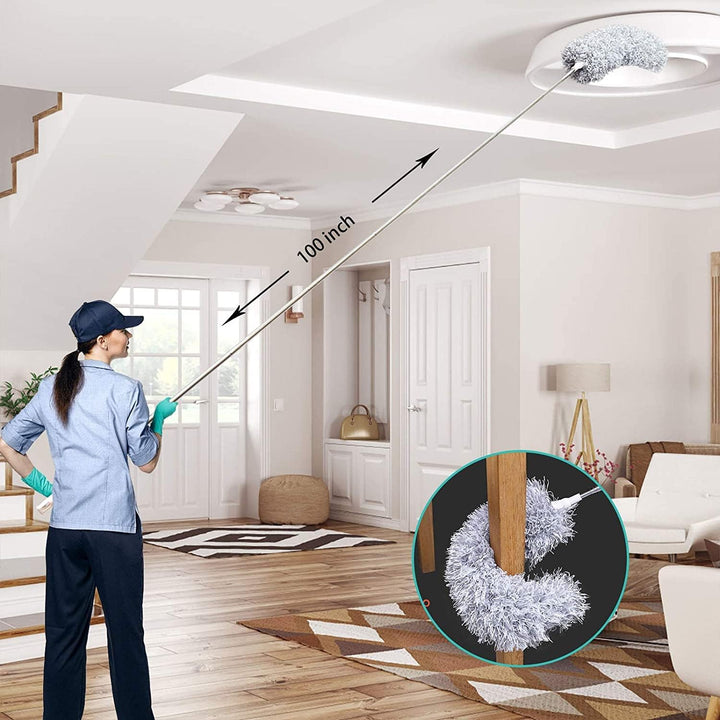 Langbereik telescopische reinigingstool. Optimaal voor spinnenwebben en stof op hoge kasten.