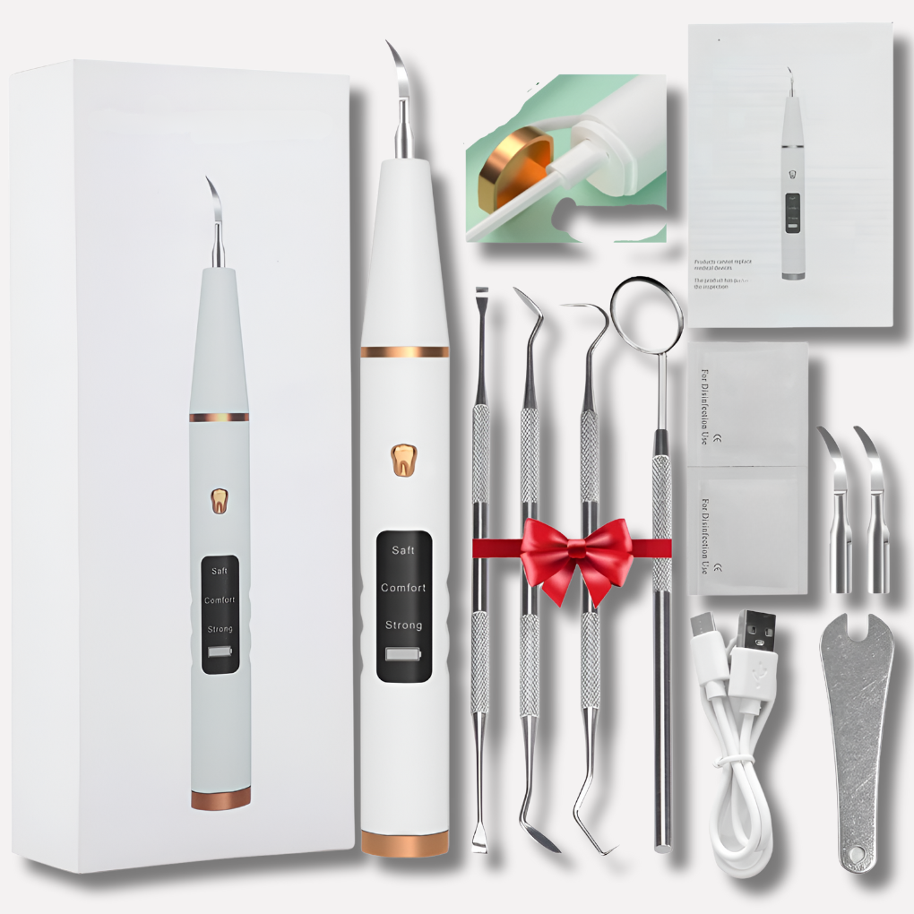 Ultrasone tandsteenverwijderaar voor thuis. Verwijdert tandplak & tandsteen voor betere mondhygiëne.