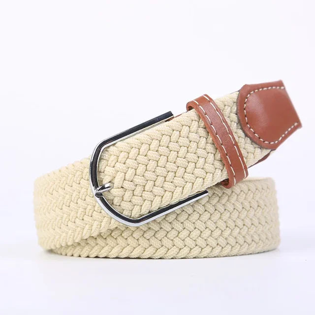 Unisex stretchriem in zwart, gevlochten imitatieleer voor ultiem draagcomfort.