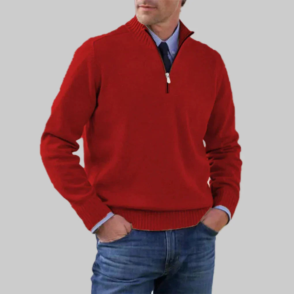 Heren gebreide trui met halve rits, stijlvol en comfortabel voor een casual of geklede look.