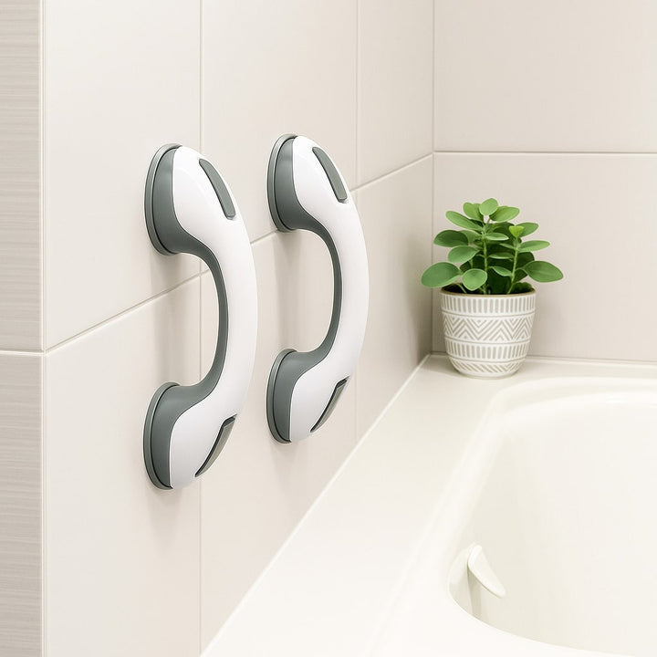 Essentiële badbeugel hulpmiddel voor senioren; biedt veilige mobiliteit en grip in de badkamer.