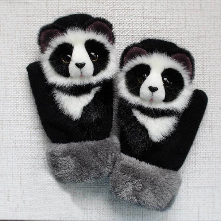 Schattige handgemaakte kinderwanten met kat-design, gebreid en warm voor meisjes.