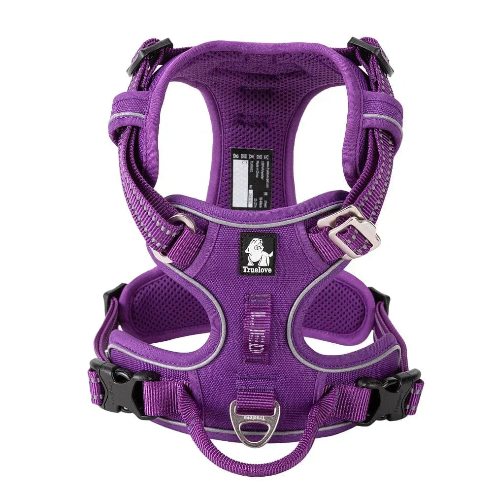 Divers assortiment verstelbare hondentuigen voor puppy's tot grote honden, comfort en pasvorm.