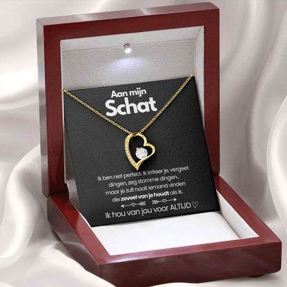 "Hartvormige ketting met sprankelende zirkonia's, verstelbare lengte, ideale elegante keuze voor liefdevolle gelegenheden."