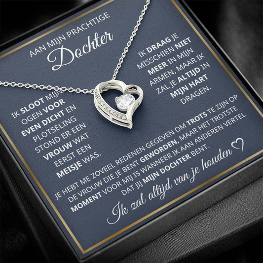 "Hartvormige ketting met zirkonia steen, luxe uitstraling, ideaal cadeau voor dochters, gepolijste hanger aan verstelbare ket