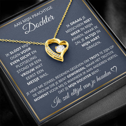 "Hartvormige ketting met zirkonia steen, luxe uitstraling, ideaal cadeau voor dochters, gepolijste hanger aan verstelbare ket