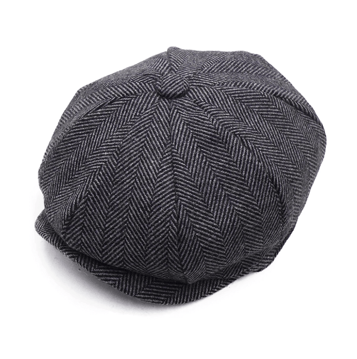 Unisex klassieke tweed flatcap, Ierse wollen hoed voor heren en dames, in tijdloos grijsbruin dessin.