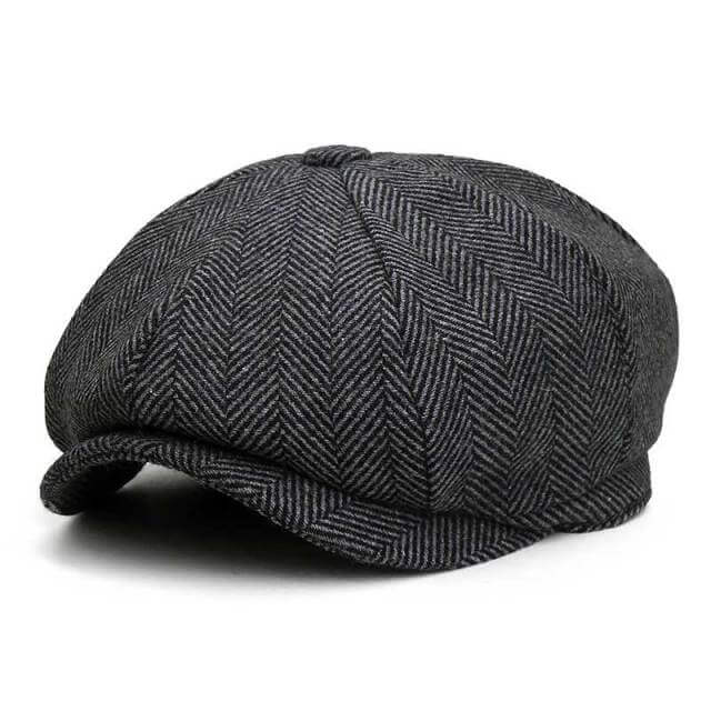 Stijlvolle Ierse tweed flatcap, wollen unisex winterhoed, klassiek grijsbruin accessoire voor dames/heren.