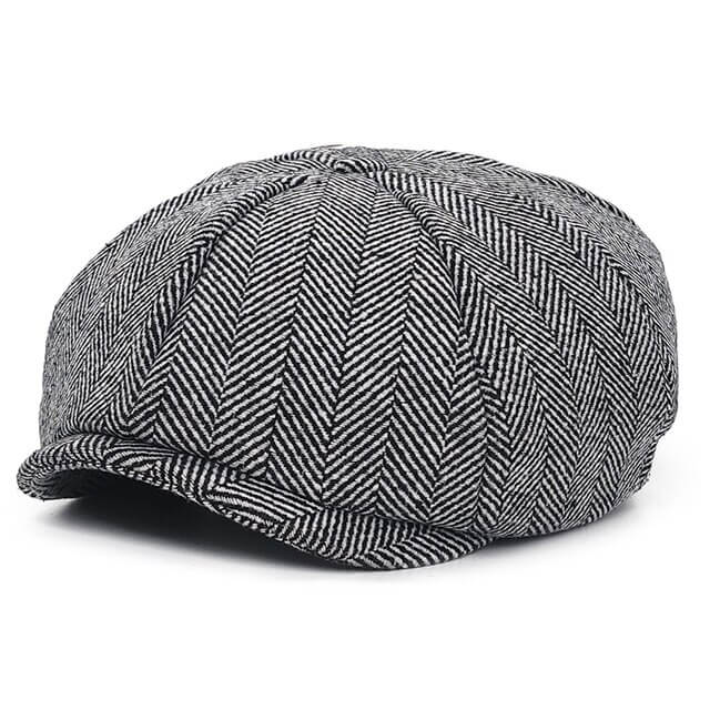 Warme unisex tweed flatcap, klassieke wollen winterhoed voor dames en heren, in authentieke Ierse stijl.