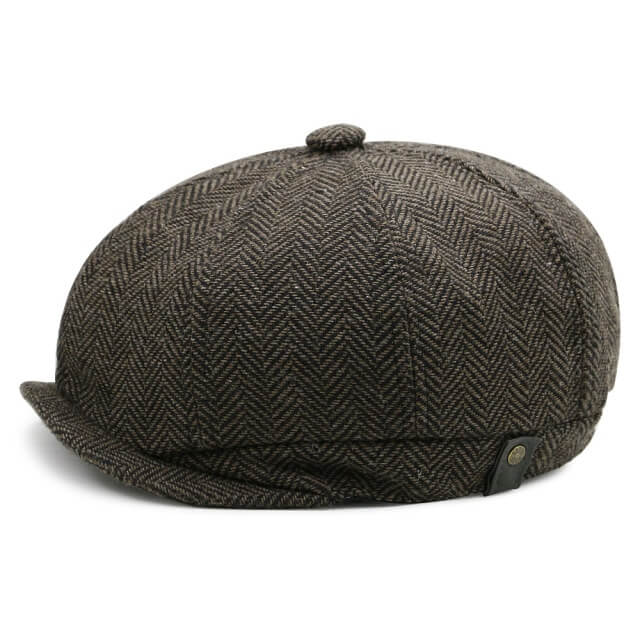 Duurzame wollen tweed flatcap, klassieke Ierse unisex hoed in grijsbruin, ideaal winteraccessoire.
