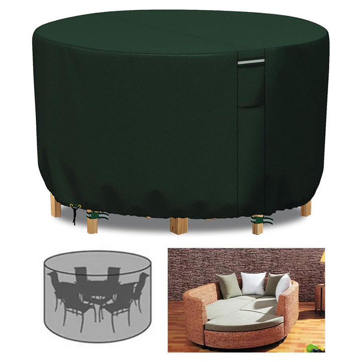 Premium 600D Oxford ronde tuinmeubel afdekhoes; waterdicht, UV-bestendig en robuust.