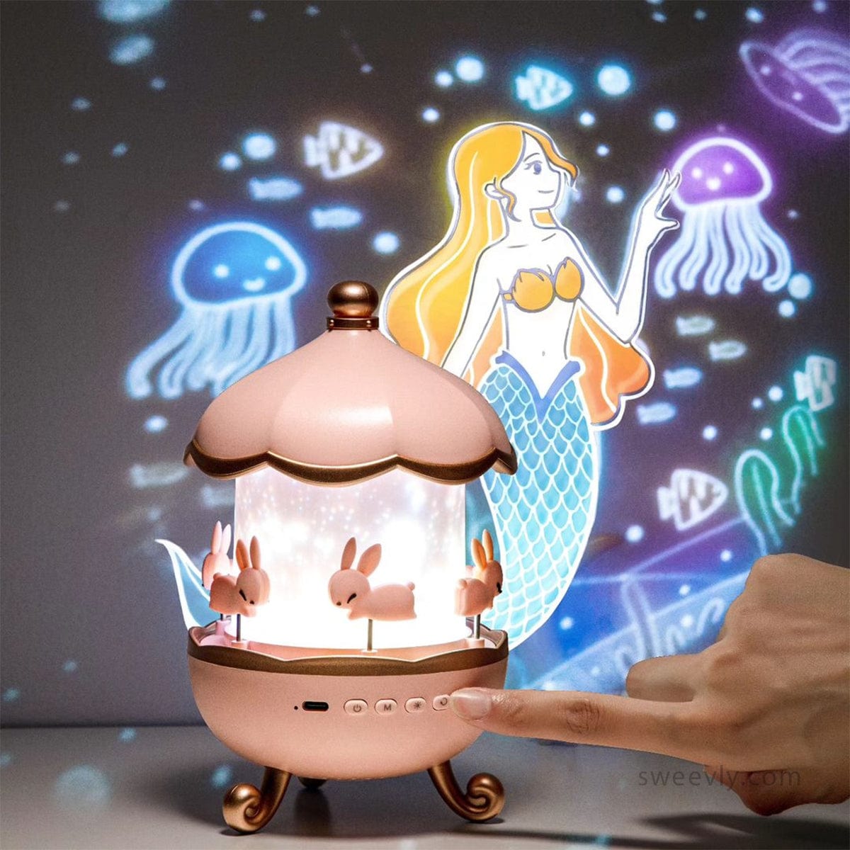 "Hello Kitty sterren projectorlamp met muziekdoos, roze nachtlampje, projecteert sterren op muren en plafond"