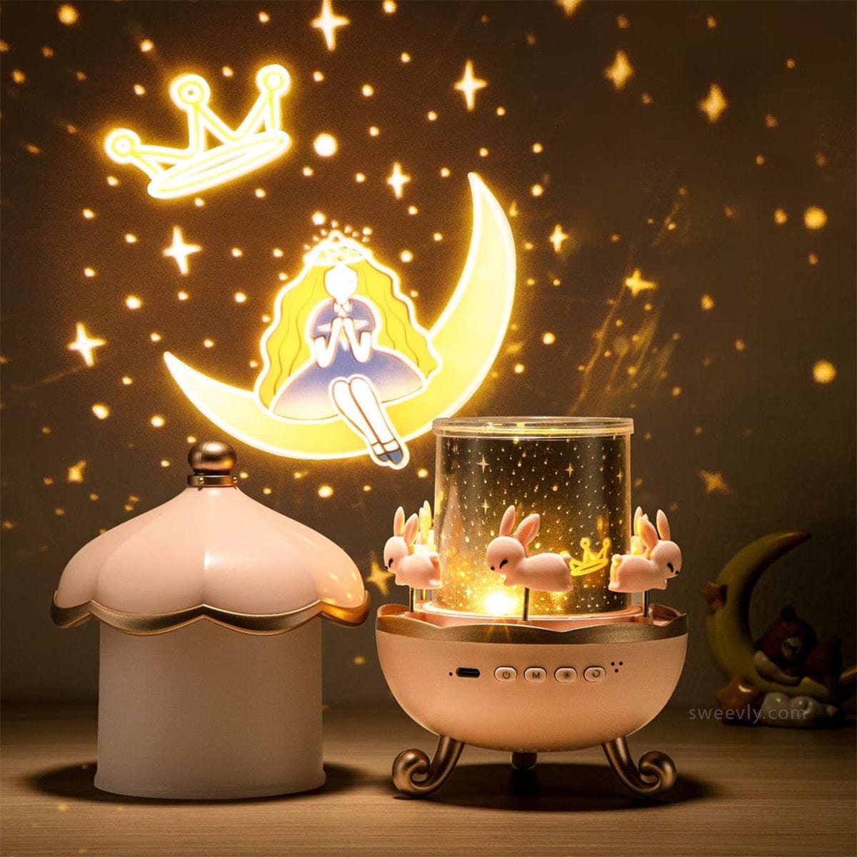 "Hello Kitty sterren projectorlamp met muziekdoos, roze nachtlampje, projecteert sterren op muren en plafond"