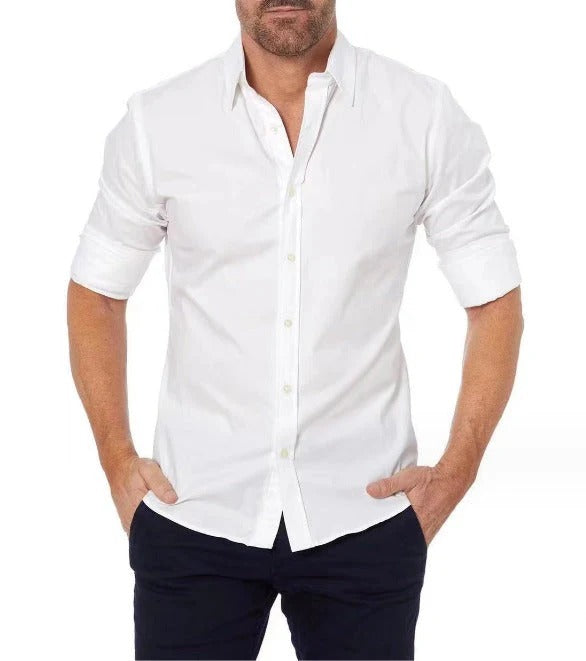 Heren Zip Fit overhemd, slim fit, met verborgen rits, ideaal voor een moderne en stijlvolle look.