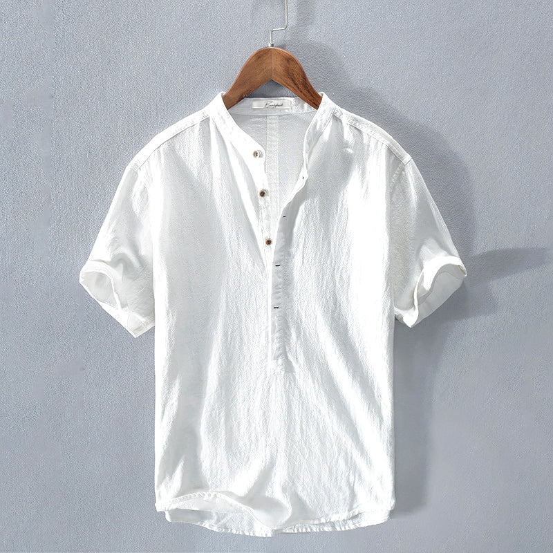 Comfortabel casual henley herenshirt met bandkraag, veelzijdig voor elke gelegenheid.