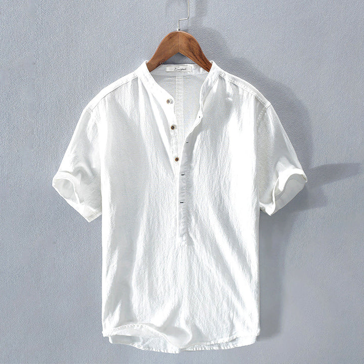 Comfortabel casual henley herenshirt met bandkraag, veelzijdig voor elke gelegenheid.
