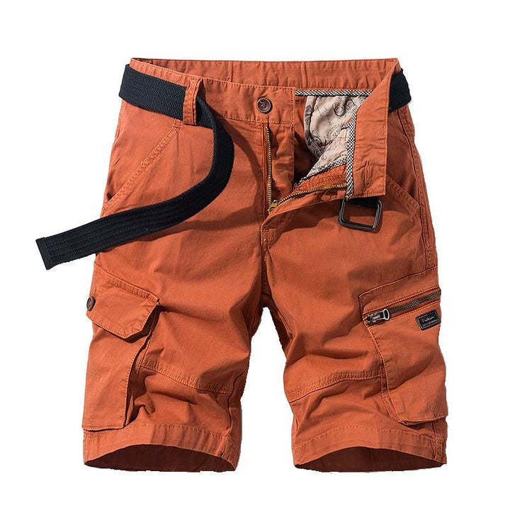 Grijze cargo short voor heren, praktisch en duurzaam, ideaal voor zomerse activiteiten.