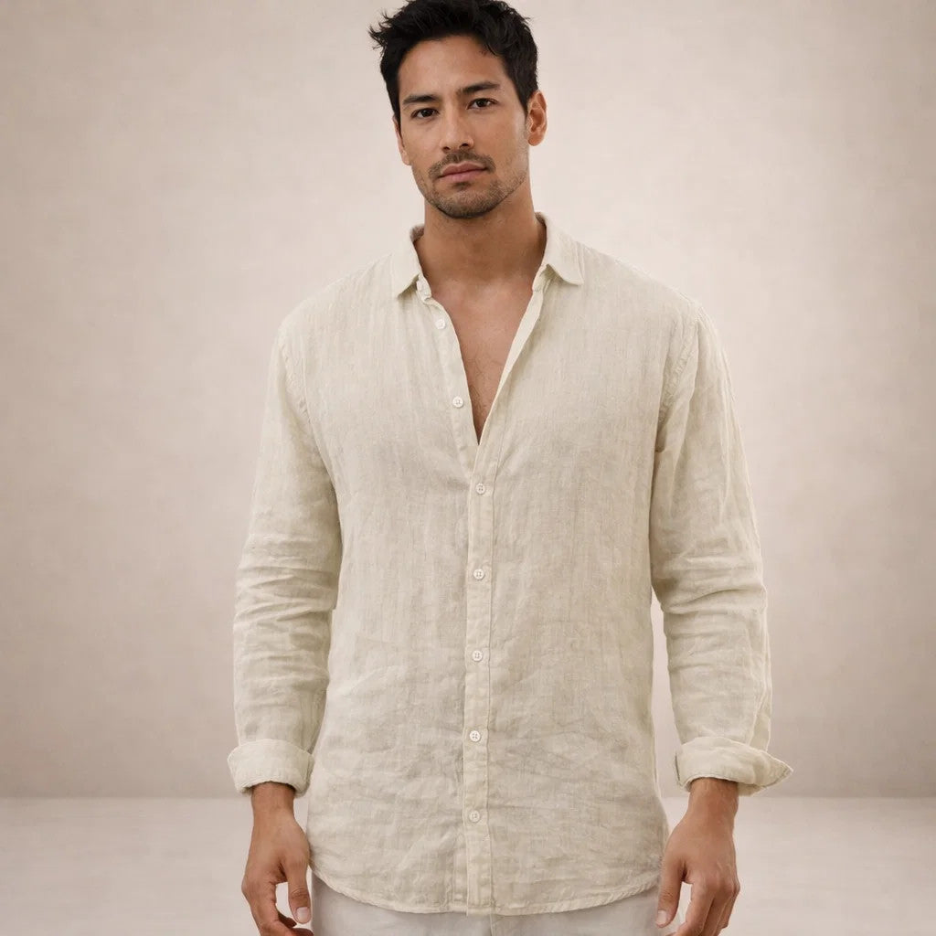 Heren shirt met lange mouwen, klassieke kraag en knopen, een stijlvolle en comfortabele regular fit keuze.