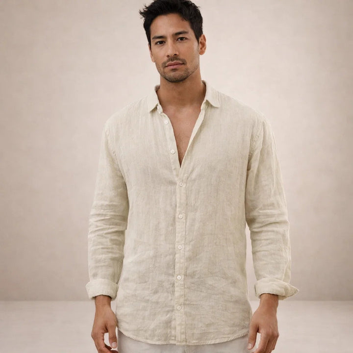 Heren shirt met lange mouwen, klassieke kraag en knopen, een stijlvolle en comfortabele regular fit keuze.
