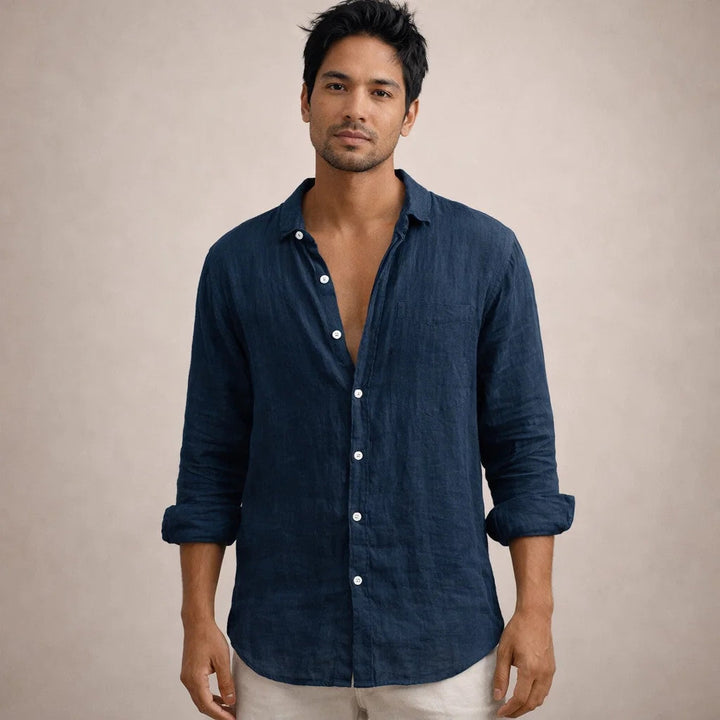 Veelzijdig heren casual overhemd, lange mouwen, klassieke kraag, ideaal voor smart casual en dagelijks dragen.