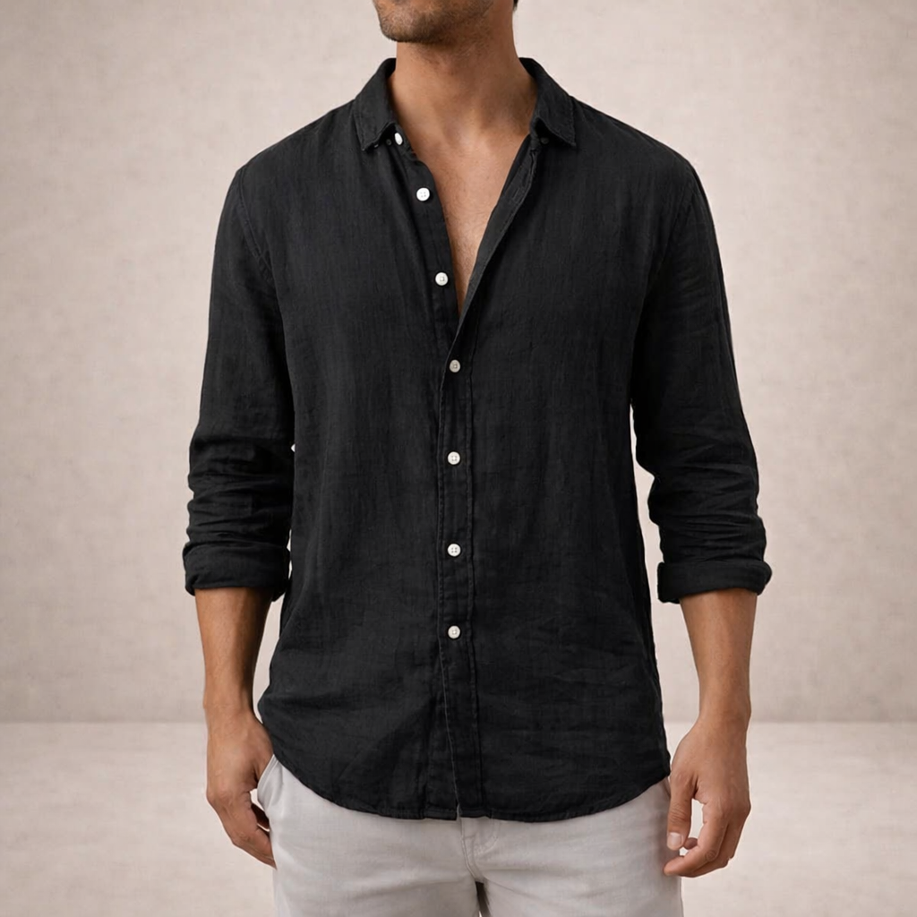 Veelzijdig heren shirt met lange mouwen, klassieke kraag en knoopsluiting, perfect voor moderne mannenmode.