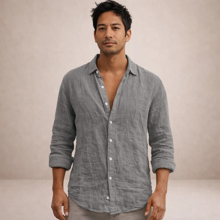 Heren shirt met lange mouwen, klassieke kraag, comfortabele regular fit, geschikt voor smart casual looks.