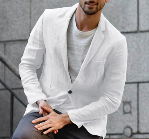 Moderne heren blazer met revers, geschikt als stijlvol jasje voor elke casual of semi-formele gelegenheid.