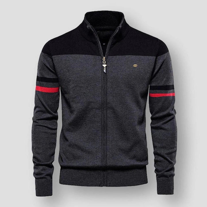 Sportieve heren zip-up jas met opvallend color block design, ideaal als vest voor de lente.