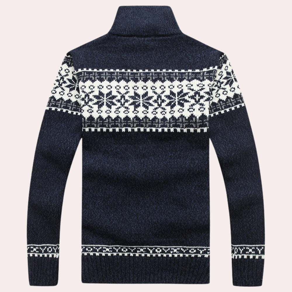 Comfortabel heren Fair Isle vest met rits, beschikbaar in diverse kleuren voor winterse dagen.
