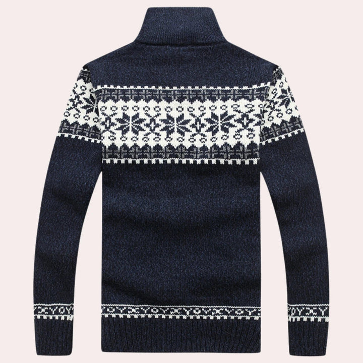 Comfortabel heren Fair Isle vest met rits, beschikbaar in diverse kleuren voor winterse dagen.