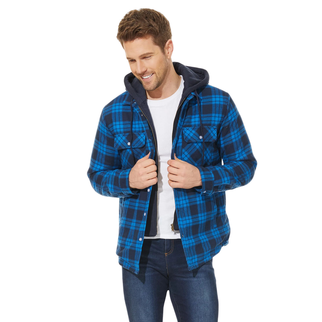Heren geruite jas met capuchon, stijlvol en warm. Ideale winterjas of tussenjas voor casual look.