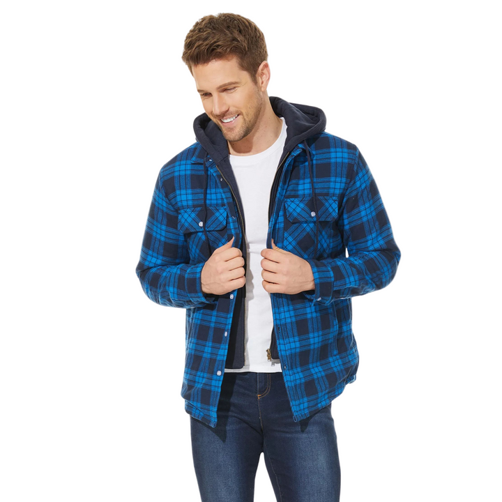 Heren geruite jas met capuchon, stijlvol en warm. Ideale winterjas of tussenjas voor casual look.