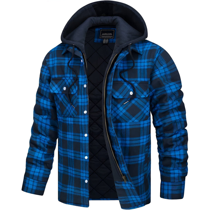 Stijlvolle geruite herenjas met capuchon, geschikt als tussenjas of winterjas. Casual en outdoor mode.