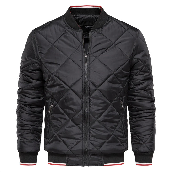 Warm grijs gewatteerd bomberjack voor heren, een must-have winterjas of tussenseizoen jas.
