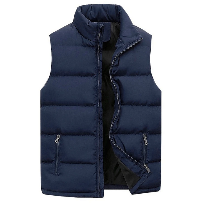 Stijlvol heren gewatteerd mouwloos vest met rits, perfect voor laagjes in elk seizoen, comfortabele bovenkleding.