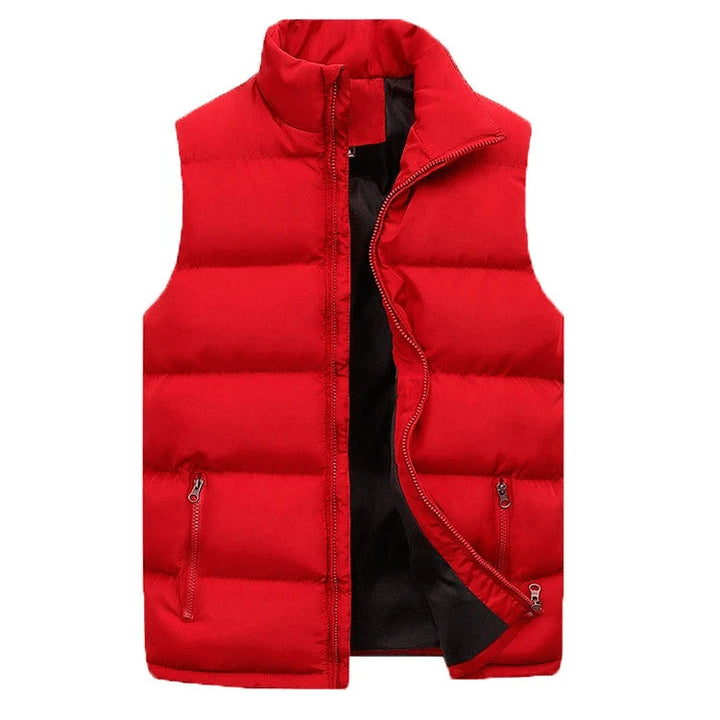 Warm heren gewatteerd vest met rits, geschikt als bovenkleding voor winter en outdoor, biedt optimale isolatie.