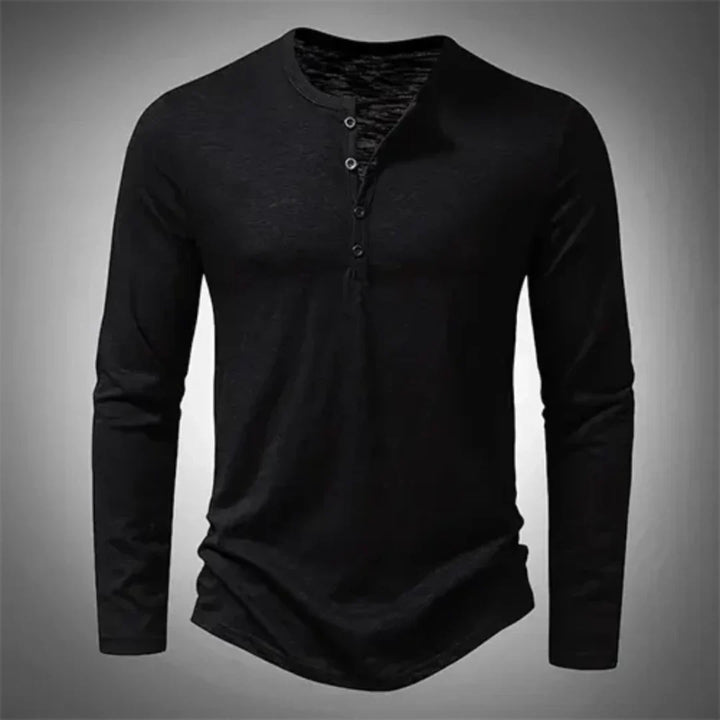 Modern heren Henley shirt lange mouw. Basic regular fit met knoopsluiting, een veelzijdig en stijlvol kledingstuk.