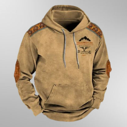 "Heren hoodie beige, casual comfort met capuchon, knusse pasvorm, ideaal voor ontspannen dagen, zachte ademende stof."