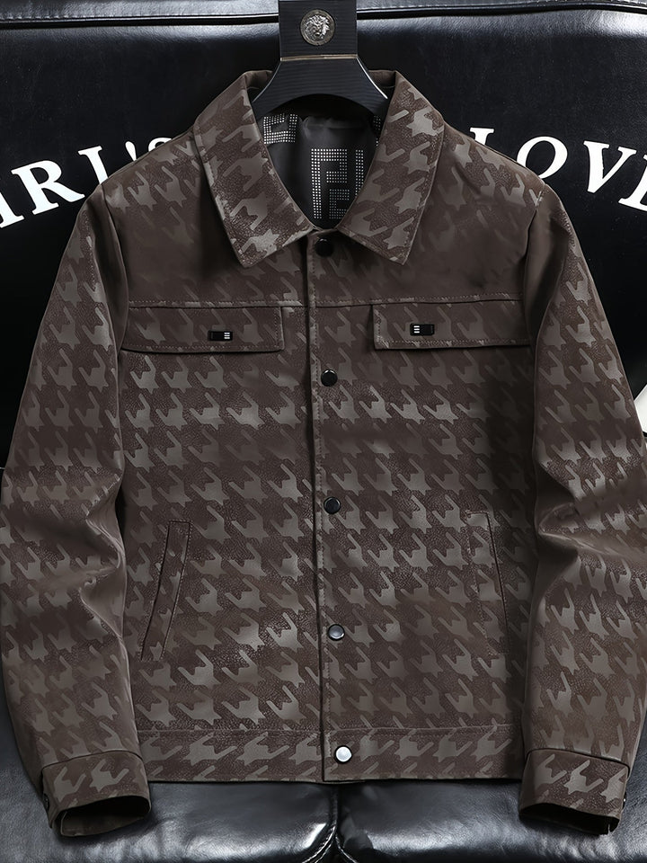 Warme winterjas voor heren, pied-de-poule truckerjack, essentieel voor koude herfst/winter dagen.