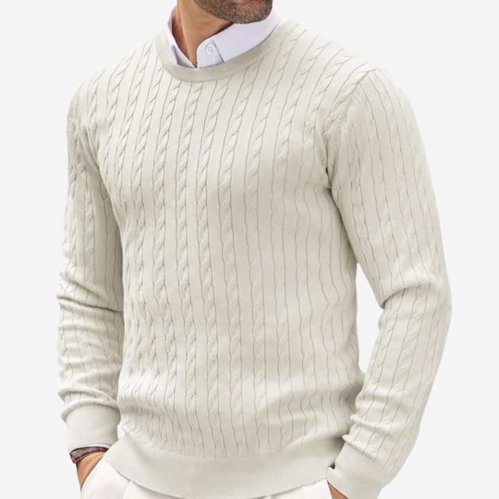 Comfortabele heren kabeltrui, warm gebreid, ideaal als casual winterkleding.