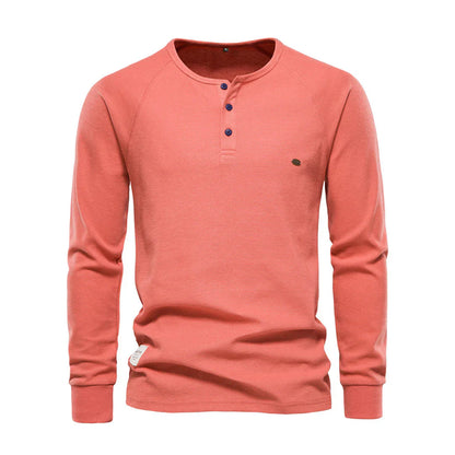 "Heren langemouwenshirt met ronde hals in navyblauw, stijlvol ontwerp, ademend materiaal, ideaal voor elke gelegenheid."