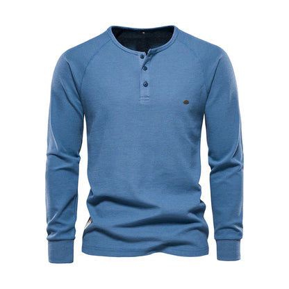 "Heren langemouwenshirt met ronde hals in navyblauw, stijlvol ontwerp, ademend materiaal, ideaal voor elke gelegenheid."