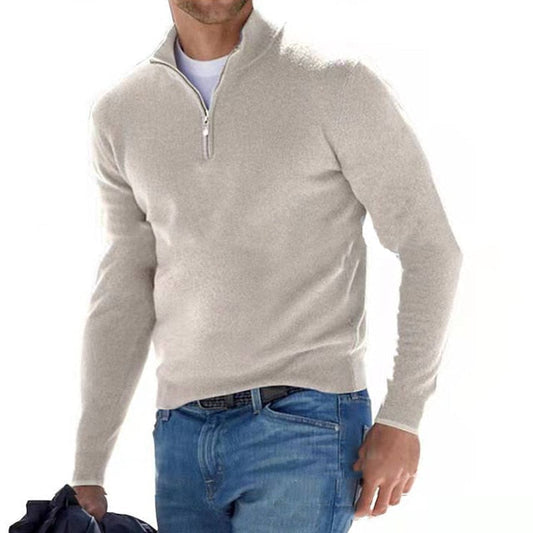 "Heren Merino Trui met V-hals en rits, zachte merinowol, eigentijdse stijl, casual en semi-formeel, verkrijgbaar in trendy kl
