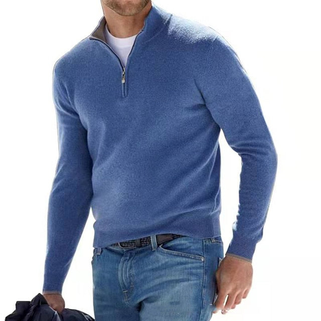 "Heren Merino Trui met V-hals en rits, zachte merinowol, eigentijdse stijl, casual en semi-formeel, verkrijgbaar in trendy kl