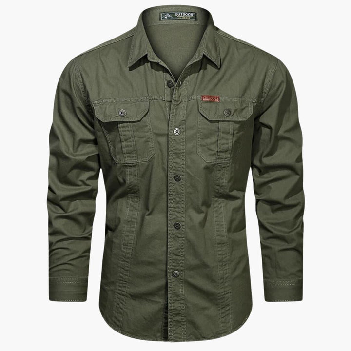 Mannen outdoor shirt met lange mouwen, regular fit en functionele borstzakken; veelzijdig en casual.