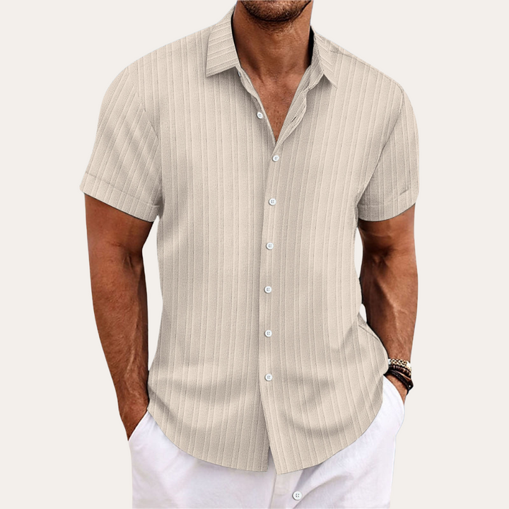 Heren casual overhemd met korte mouwen en stijlvolle strepen, perfect voor zomerse vrijetijd.