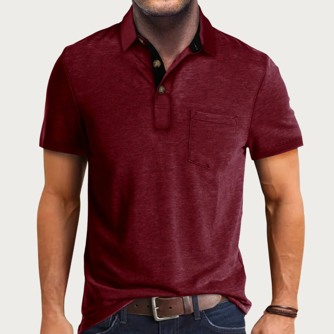 Heren poloshirt met borstzak, zachte stof. Comfortabele korte mouw top voor een ontspannen, stijlvolle zomerdag.