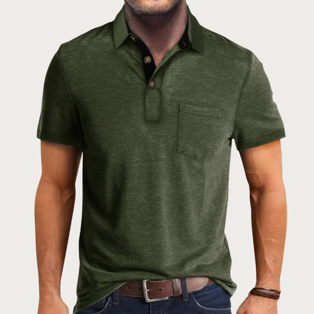Klassiek heren poloshirt met praktische borstzak. Comfortabele korte mouw top, geschikt voor diverse casual outfits.