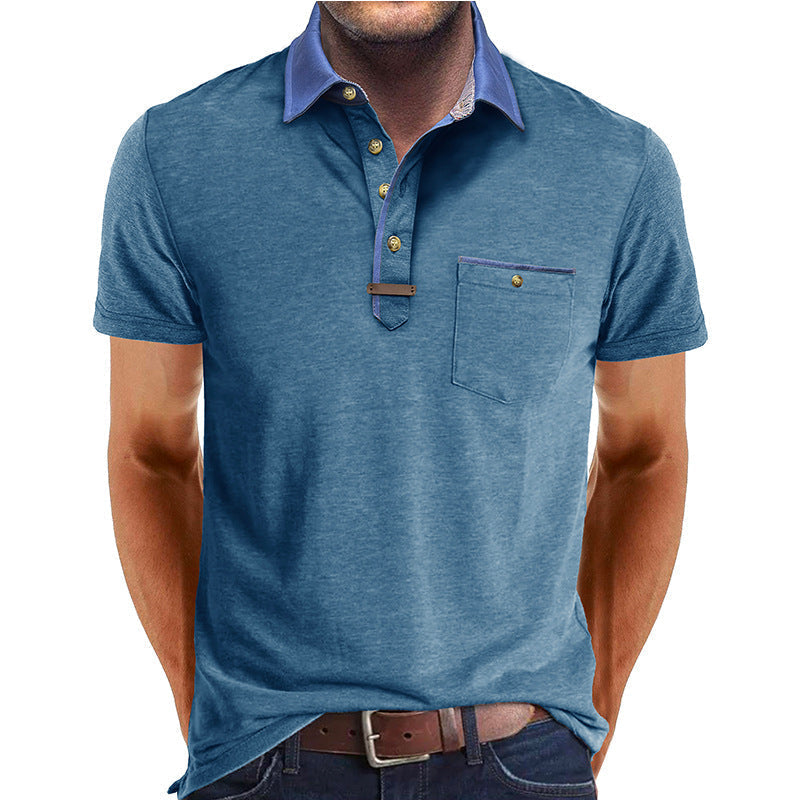 Stijlvolle heren polo, regular fit, korte mouw, contrasterende kraag en borstzak, comfortabel en veelzijdig.